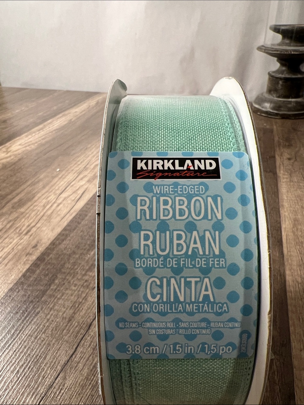 Kirkland Signature Mint Green Wire-Edged Ribbon